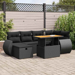 vidaXL 8-delige Loungeset met kussens poly rattan acacia zwart