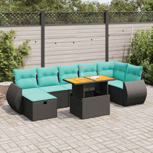 vidaXL 8-delige Loungeset met kussens poly rattan acacia zwart