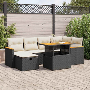 vidaXL 8-delige Loungeset met kussens poly rattan zwart