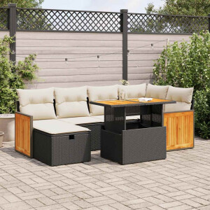 vidaXL 8-delige Loungeset met kussens poly rattan zwart