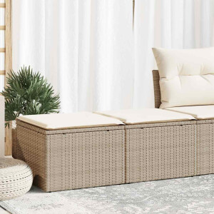 vidaXL 2-delige Loungeset met kussens poly rattan acacia beige