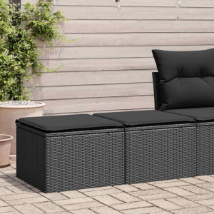vidaXL 2-delige Loungeset met kussens poly rattan acacia zwart