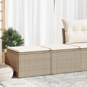 vidaXL 2-delige Loungeset met kussens poly rattan acacia beige