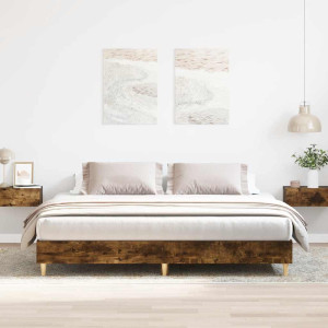 vidaXL Bedframe zonder matras 200x200 cm spaanplaat gerookt eiken