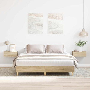 vidaXL Bedframe zonder matras 150x200cm spaanplaat sonoma eikenkleurig