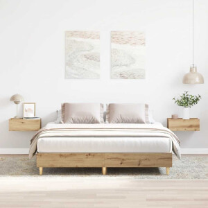 vidaXL Bedframe zonder matras 150x200 cm spaanplaat artisanaal eiken