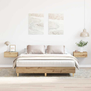 vidaXL Bedframe zonder matras 140x200 cm spaanplaat artisanaal eiken