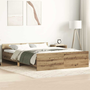 vidaXL Bedframe zonder matras bewerkt hout artisanaal eikenkleurig