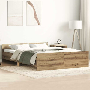 vidaXL Bedframe zonder matras spaanplaat artisanaal eikenkleurig