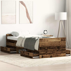 vidaXL Bedframe zonder matras 100x200 cm bewerkt hout oud hout