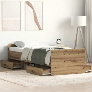vidaXL Bedframe zonder matras spaanplaat artisanaal eikenkleurig