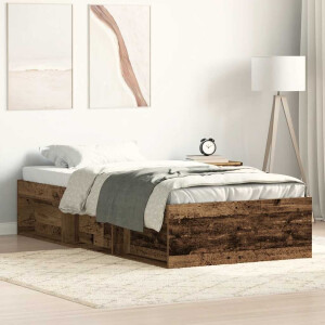 vidaXL Bedframe zonder matras bewerkt 90x190 cm bewerkt hout oud