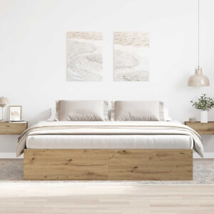 vidaXL Bedframe zonder matras spaanplaat artisanaal eikenkleurig