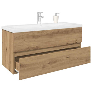 vidaXL Wastafelkast met ingebouwde wasbak en kraan artisanaal eiken