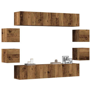 vidaXL 8-delig Tv-meubelset wandmontage bewerkt hout oud houtkleurig