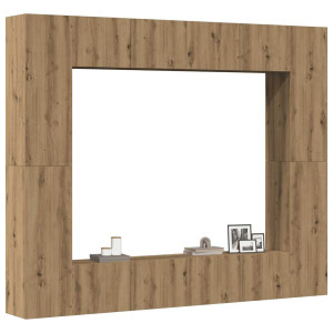 vidaXL 8-delig Tv-meubelset wandmontage bewerkt hout artisanaal eiken