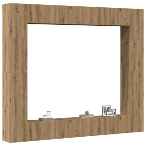 vidaXL Tv-wandkasten 8 st bewerkt hout artisanaal eikenkleurig