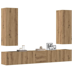 vidaXL Tv-wandkasten 5 st bewerkt hout artisanaal eikenkleurig