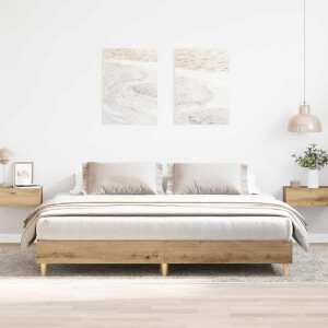 vidaXL Bedframe zonder matras spaanplaat artisanaal eikenkleurig