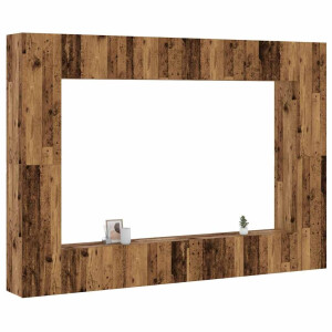 vidaXL 8-delig Tv-meubelset wandmontage bewerkt hout oud houtkleurig