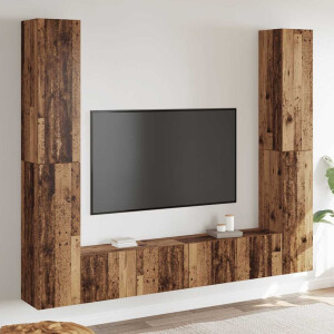vidaXL Tv-wandkasten 6 st bewerkt hout oud houtkleurig