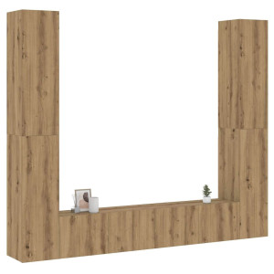 vidaXL Tv-wandkasten 6 st bewerkt hout artisanaal eikenkleurig
