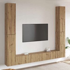 vidaXL Tv-wandkasten 6 st bewerkt hout artisanaal eikenkleurig