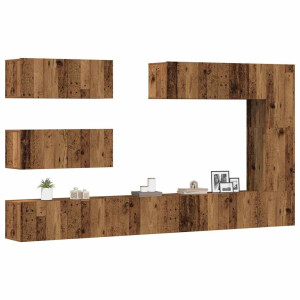 vidaXL 7-delig Tv-meubelset wandmontage bewerkt hout oud houtkleurig