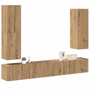 vidaXL 4-delig Tv-meubelset wandmontage bewerkt hout artisanaal eiken