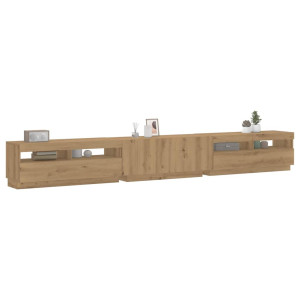 vidaXL Tv-meubel met LED 300x35x40 cm bewerkt hout artisanaal eiken