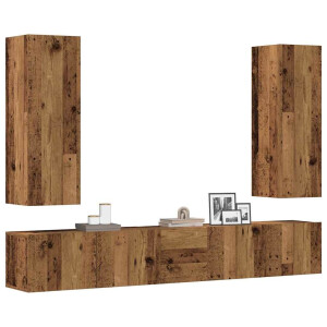vidaXL 5-delig Tv-meubelset wandmontage bewerkt hout oud houtkleurig