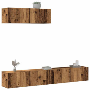 vidaXL 3-delig Tv-meubelset wandmontage bewerkt hout oud houtkleurig