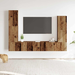 vidaXL 4-delig Tv-meubelset wandmontage bewerkt hout oud houtkleurig