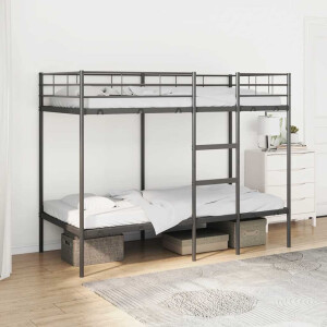 vidaXL Stapelbed zonder matras 90x190 cm staal zwart