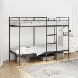 vidaXL Stapelbed zonder matras 90x200 cm staal zwart