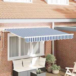 vidaXL Vervangingsdoek voor zonnescherm Blauw en Wit 3 x 2 m Polyester