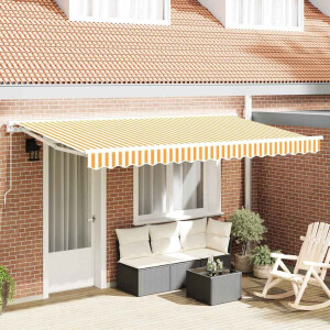 vidaXL Vervangingsdoek voor zonnescherm Geel en Wit 4 x 2 m Polyester