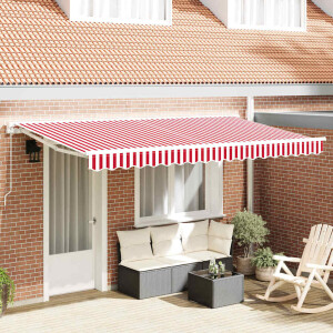 vidaXL Vervangingsdoek voor zonnescherm Rood en Wit 4 x 2 m Polyester