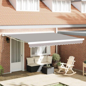 vidaXL Vervangingsdoek voor zonnescherm Lichtgrijs 4 × 3,5 m Polyester