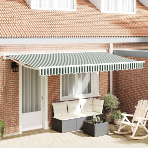 vidaXL Vervangingsdoek voor zonnescherm Groen en Wit 4 x 2 m Polyester