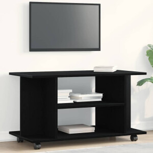 vidaXL TV-meubel met wielen Zwarte eik 80x40x45 cm Engineered Wood