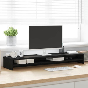 vidaXL Monitorstandaard 100x24x13 cm zwart eikenhout