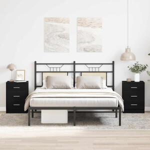 vidaXL Nachtkastjes 2 stuks Zwart Eiken 38x35x55 cm Bewerkt Hout