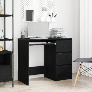 vidaXL Bureau 90x45x76 cm spaanplaat zwart eikenkleurig