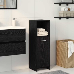vidaXL Badkamerkast Zwart Eiken 30x30x95 cm Bewerkt Hout