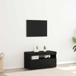 vidaXL TV-kast met LED Zwart Eiken 75 x 35 x 40 cm Bewerkt hout