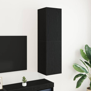 vidaXL Wand TV Kast Zwart Eiken 30,5 x 30 x 110 cm Bewerkt hout