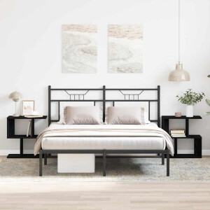 vidaXL Nachtkastje 2 pcs Zwart Eiken 50 x 30 x 51,5 cm Bewerkt hout