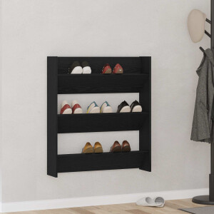vidaXL Schoenenkast met plank Zwart Eiken 80 x 18 x 90 cm Bewerkt hout