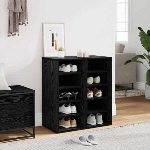 vidaXL Schoenenkast 2 pcs Zwart Eiken 32 x 35 x 70 cm Bewerkt hout